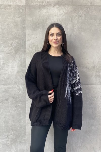 Sprey Baskı Tasarım Oversize Hırka