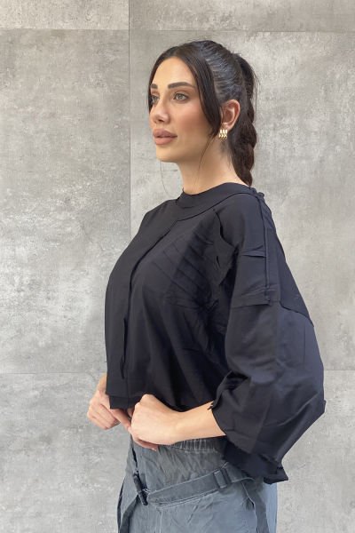 Yamalı Tasarım Oversize Bluz