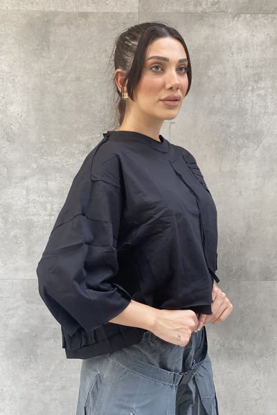 Yamalı Tasarım Oversize Bluz