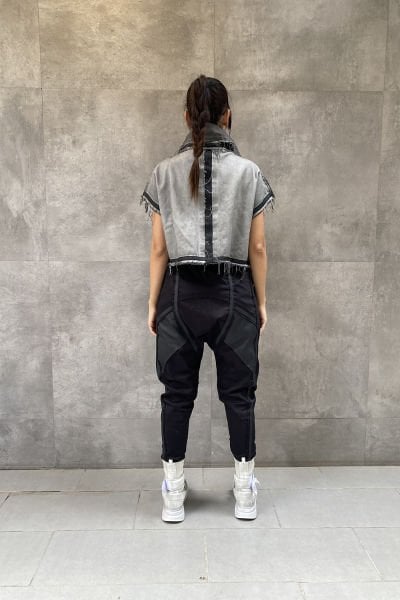 Yüksek Yaka Garnili Tasarım Oversize Yelek