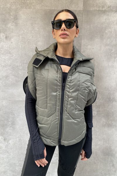 Yuvarlak Kesim Kolsuz Kapitone Mont Yelek