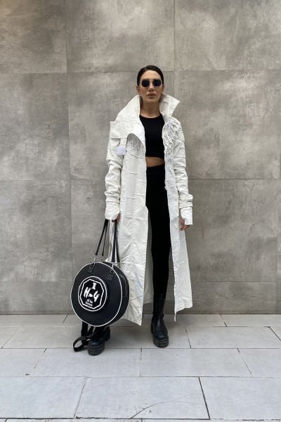 İşlemeli Tasarım Mumlama Trençkot