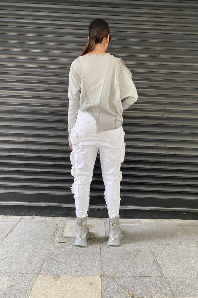 Asimetrik Taşlama Oversize Sweatshirt