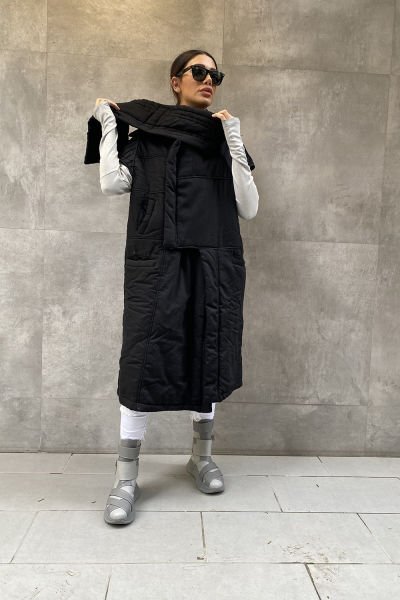 Unisex Kapitone Yüksek Yaka Tasarım Yelek