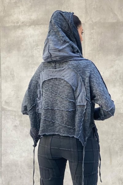 Kesik Tasarım Pis Dikişli Oversize Sweatshirt