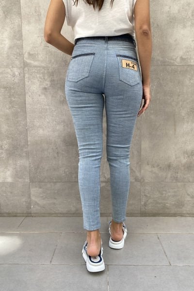 Kesik Detaylı Tasarım Kot Tayt Pantolon