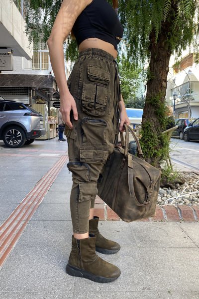 Tasarım Oversize Eskitme Kargo Şalvar