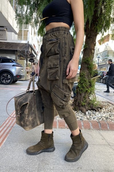 Tasarım Oversize Eskitme Kargo Şalvar