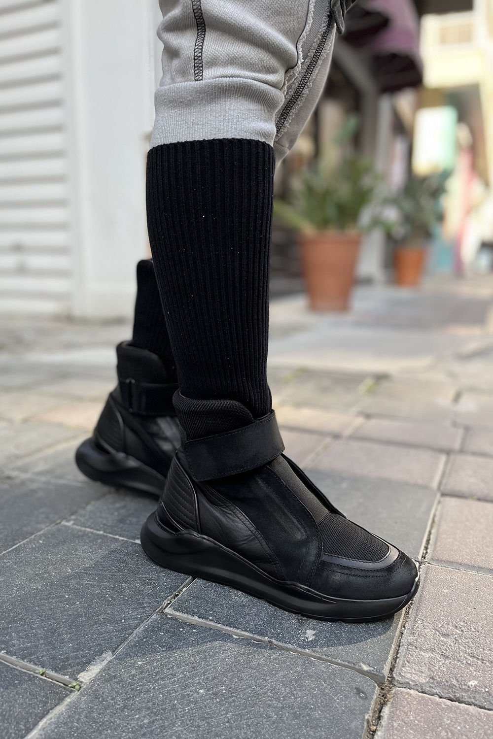 Unisex Çorap/Deri Spor Tasarım Bot 36 - siyah