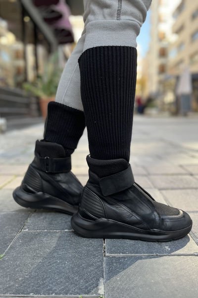 Unisex Çorap/Deri Spor Tasarım Bot 36 - siyah