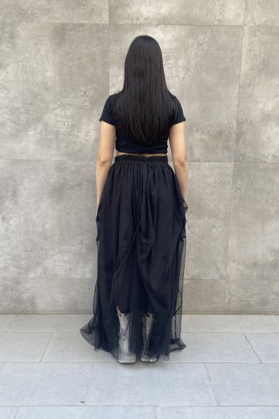 Tüllü Nakışlı Tasarım Oversize Etek