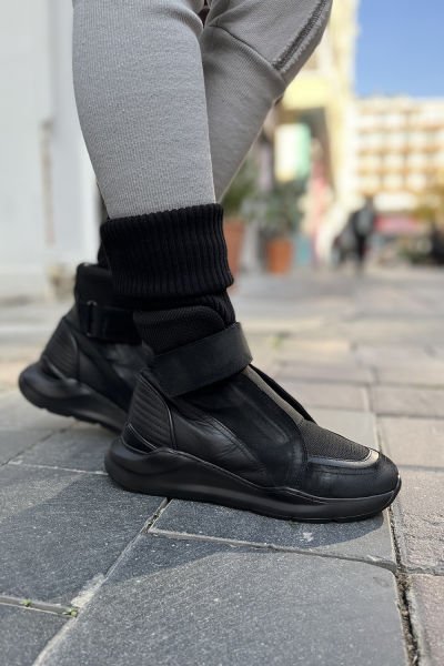 Unisex Çorap/Deri Spor Tasarım Bot 43 - siyah