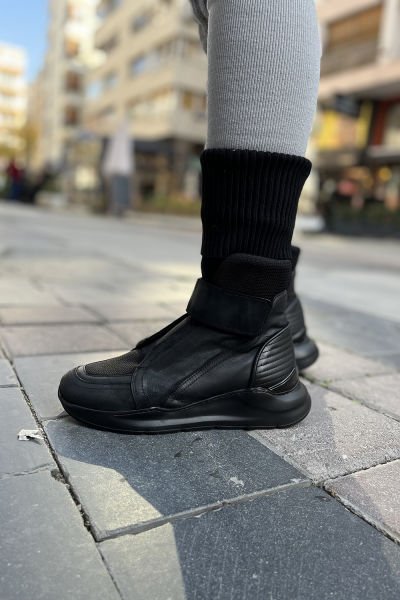 Unisex Çorap/Deri Spor Tasarım Bot 43 - siyah