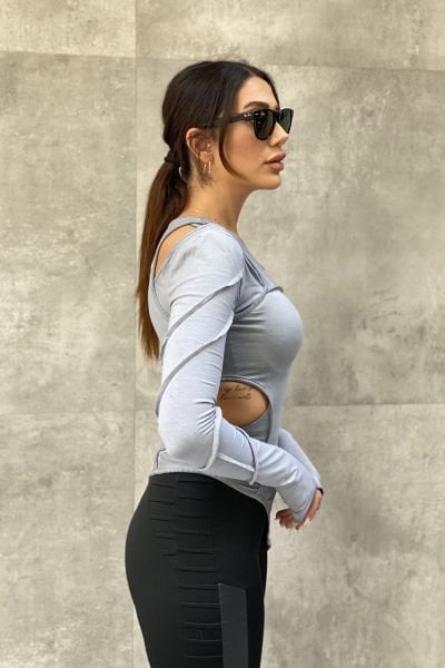 Katlı Kumaş Tasarım Asimetrik Bluz