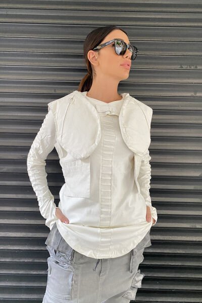 Heybe Cepli Tasarım Unisex Yelek S - beyaz
