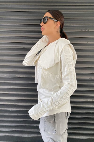 Heybe Cepli Tasarım Unisex Yelek L - beyaz