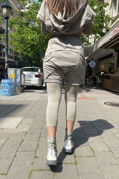 Tasarım Astarlı Kapüşonlu Oversize Takım