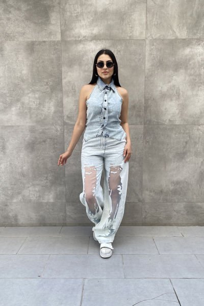 Tül Transparan Oversize Tasarım Pantolon