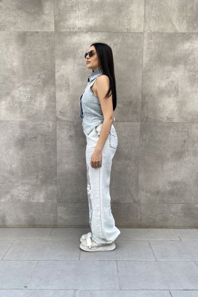 Tül Transparan Oversize Tasarım Pantolon