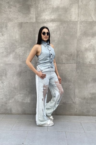 Tül Transparan Oversize Tasarım Pantolon