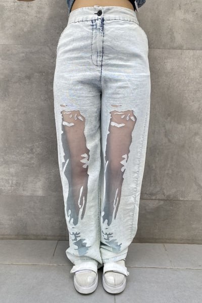 Tül Transparan Oversize Tasarım Pantolon