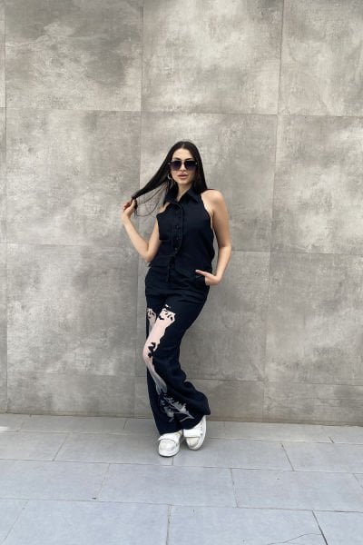 Tül Transparan Oversize Tasarım Pantolon