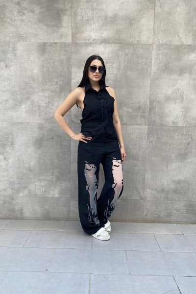 Tül Transparan Oversize Tasarım Pantolon