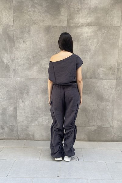 Büzgülü Tasarım Oversize Kargo Pantolon