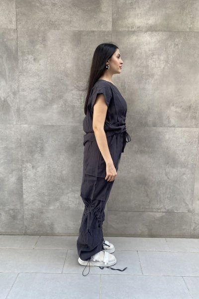 Büzgülü Tasarım Oversize Kargo Pantolon