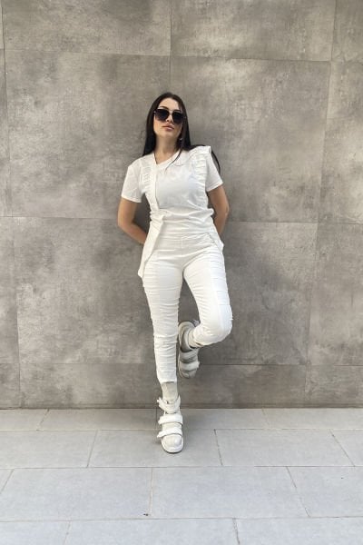 Geniş Nevürlü Kemerli Tasarım Pantolon