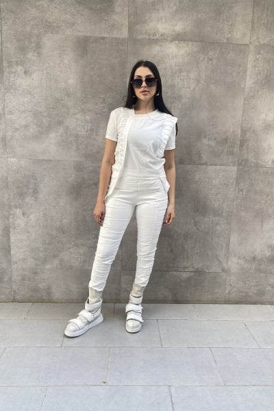 Geniş Nevürlü Kemerli Tasarım Pantolon