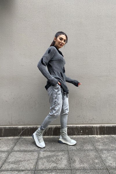 Unisex Kesik Tasarım Oversize Bluz&Tunik