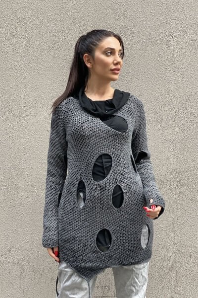 Unisex Kesik Tasarım Oversize Bluz&Tunik