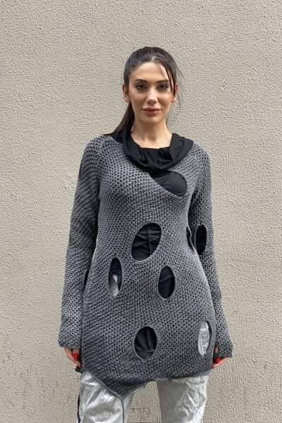 Unisex Kesik Tasarım Oversize Bluz&Tunik