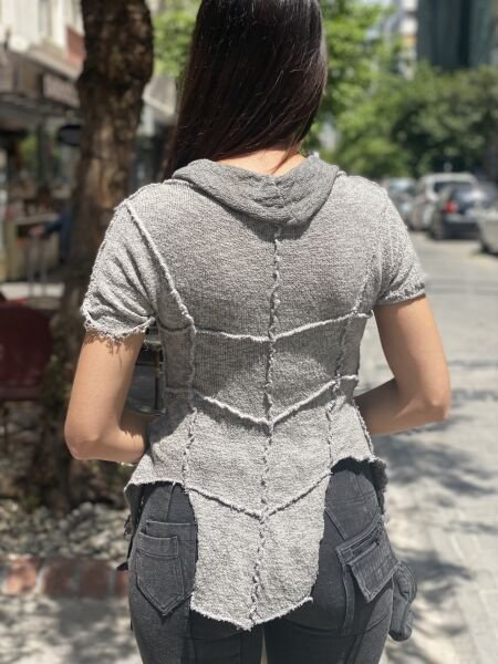 Tasarım Kumaş Şal Yaka Bluz