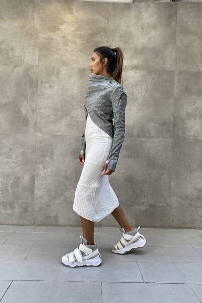 Tasarım Yaka Mumlama Ceket