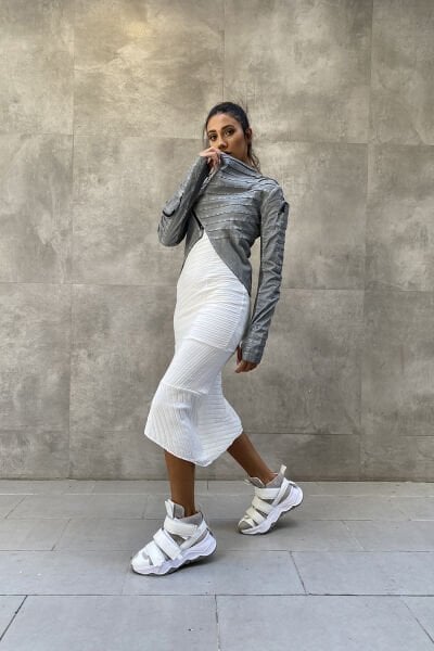 Tasarım Yaka Mumlama Ceket