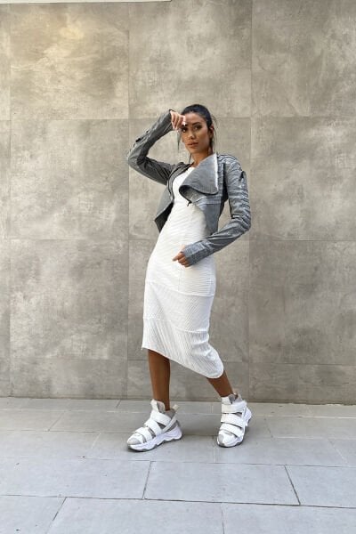 Tasarım Yaka Mumlama Ceket