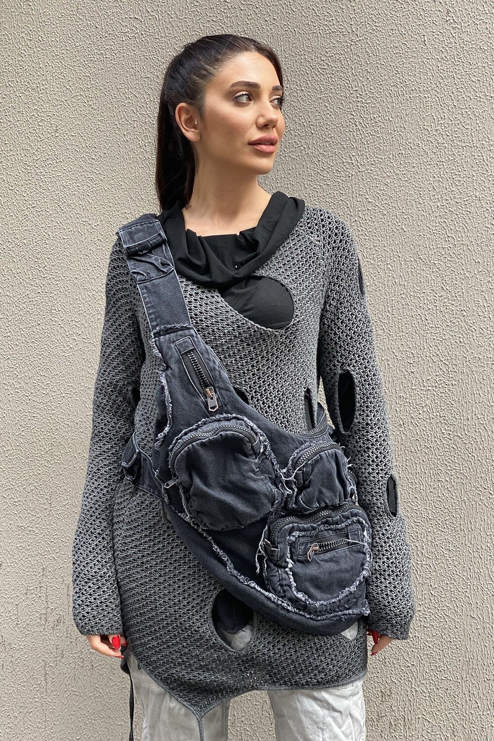 Tasarım Kumaş Büyük Boy Body Bag