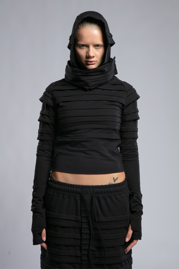 Tasarım Boyunluklu Taşlama Sweatshirt