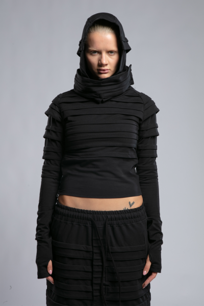 Tasarım Boyunluklu Taşlama Sweatshirt
