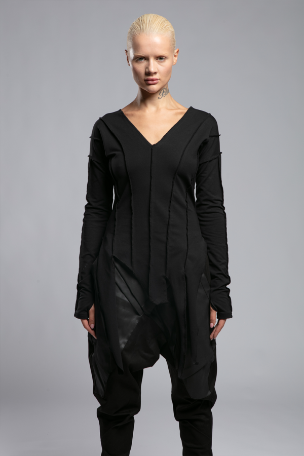 Asimetrik Fringed Sweatshirt