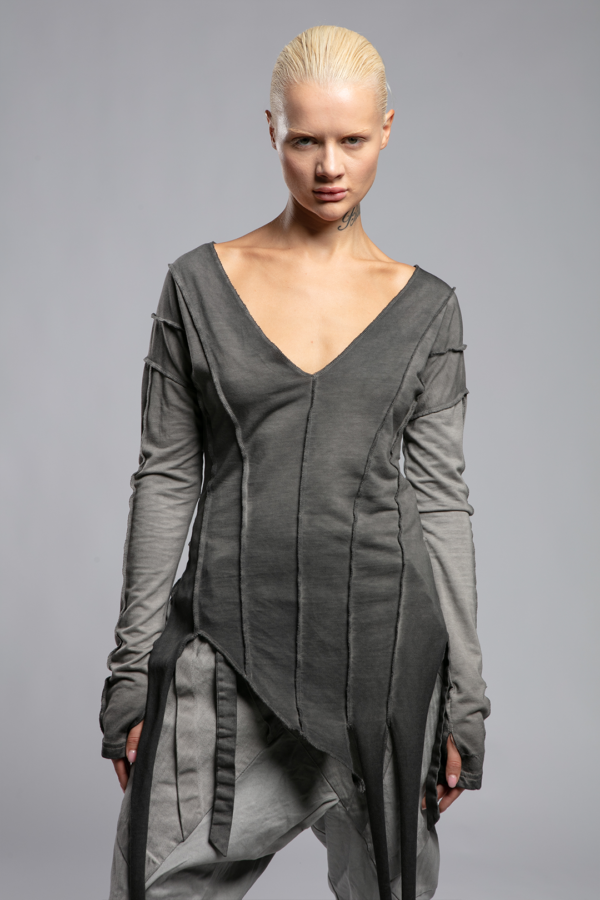 Asimetrik Fringed Sweatshirt