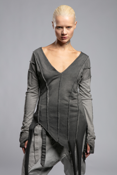 Asimetrik Fringed Sweatshirt