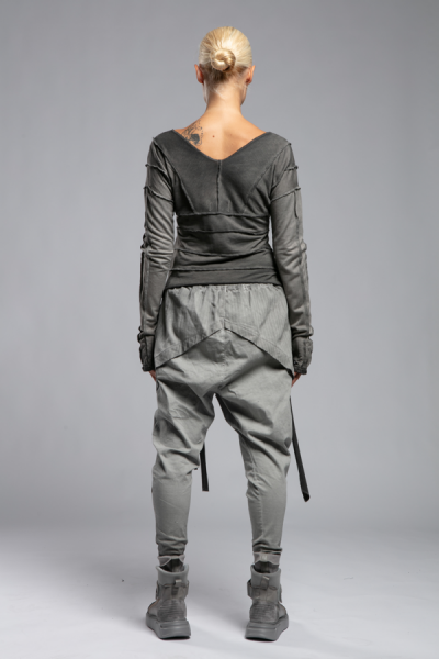 Asimetrik Fringed Sweatshirt