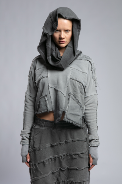 Pis Dikişli Asimetrik Taşlama Sweatshirt