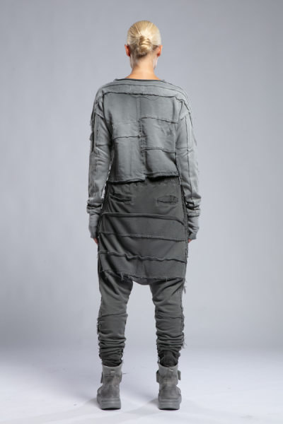 Pis Dikişli Asimetrik Taşlama Sweatshirt