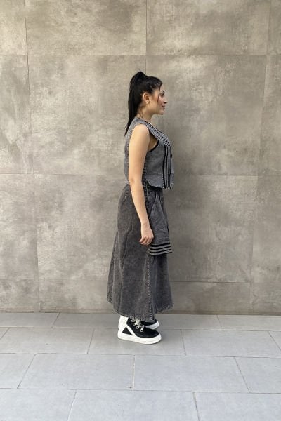 ''H4 Jeanswear'' Tasarım Kot Yırtmaçlı Etek