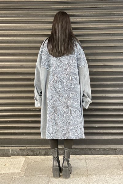 Nakışlı Tasarım Oversize Trençkot