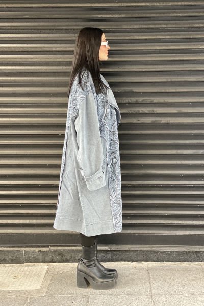 Nakışlı Tasarım Oversize Trençkot